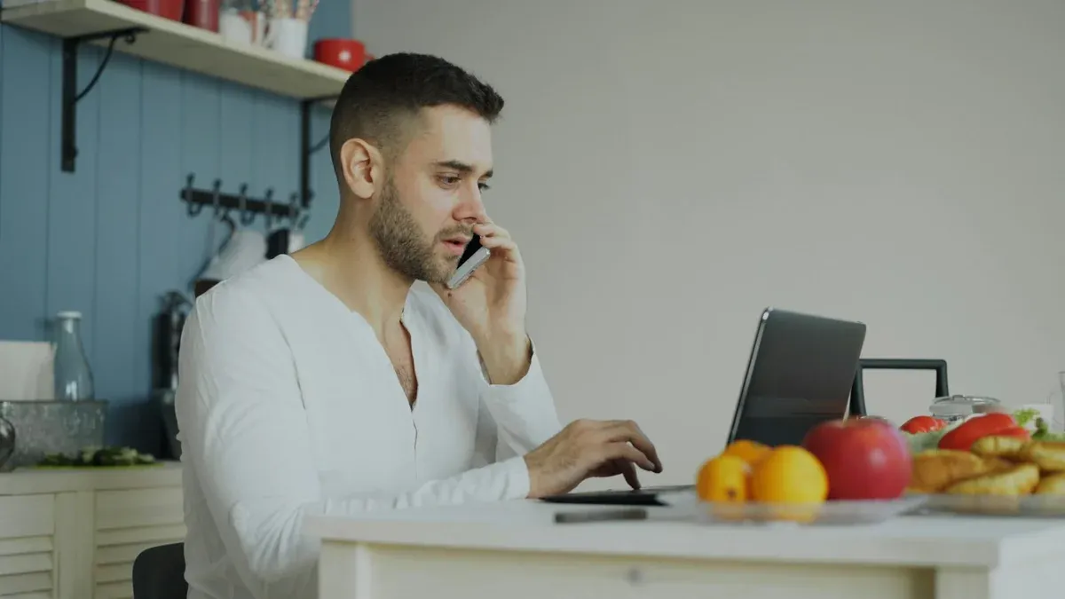 Calling OC Water Heater Pros: a phone on a kitchen counter in Orange County